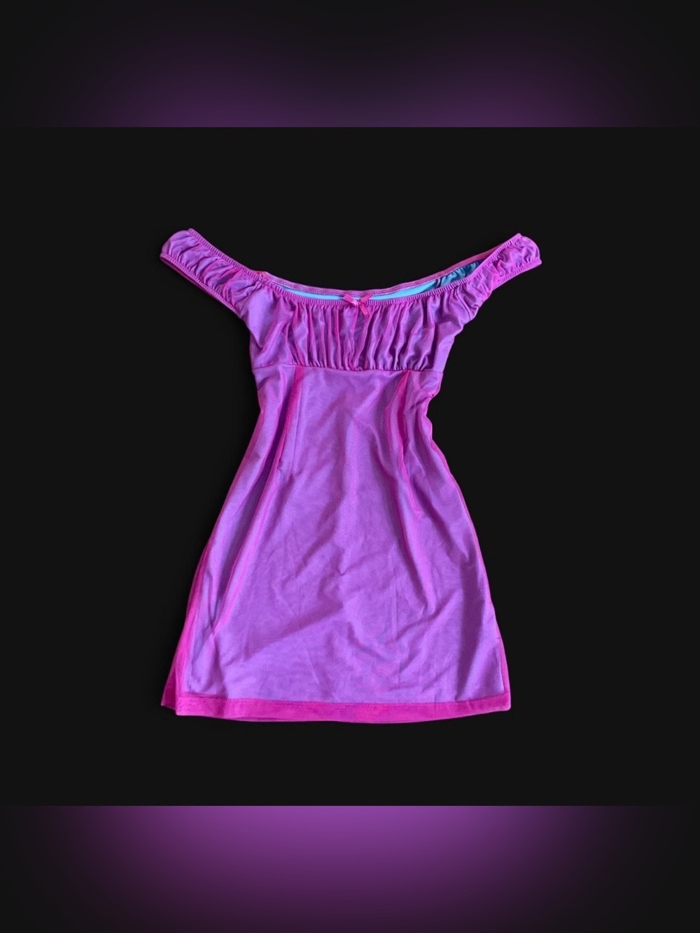 Purple off the shoulder mini dress